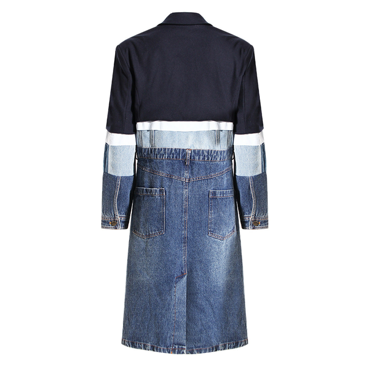 Stylish Multi-Denim Trench Coat