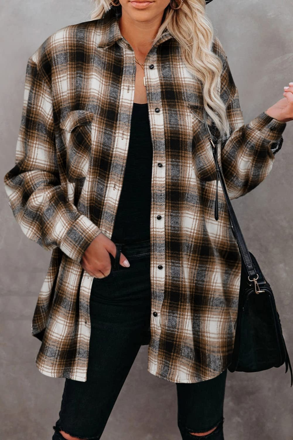 Full Size Plaid Collared Neck Long Sleeve Shirt - Body By J'ne