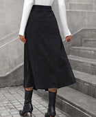 Decorative Button Ruched Midi Skirt - Body By J'ne