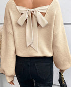 Tied V-Neck Long Sleeve Sweater