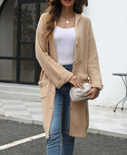 Pocketed Button Up Long Sleeve Hooded Cardigan