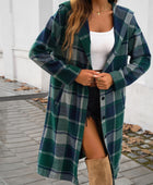 Devine Plaid Long Sleeve Hooded Coat