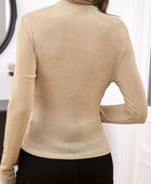 Ruched Mock Neck Long Sleeve T-Shirt