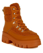 Wellerman Faux Fur Detail Chunky Hiker Boots