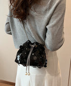 Drawstring Sequin Crossbody Bag