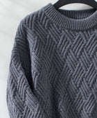 Round Neck Long Sleeve Woven Sweater