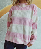 Contrast Round Neck Long Sleeve Sweater