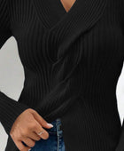 Twist Front Ribbed Long Sleeve Sweater