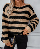 Striped Dropped Shoulder Long Sleeve Sweater