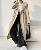 Collared Neck Long Sleeve Longline Trench Coat