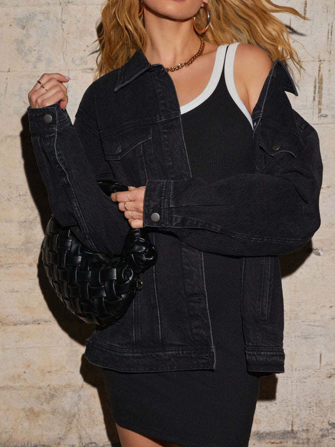 Button Up Collared Neck Denim Jacket - Body By J'ne