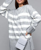 Slit Striped Round Neck Sweater