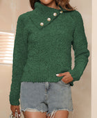 Asymmetric Collared Neck Long Sleeve Sweater