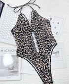 Leopard Cutout Halter Neck One-Piece Swimwear - Body By J'ne