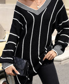 Striped V-Neck Long Sleeve Sweater