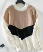 Contrast Round Neck Long Sleeve Sweater