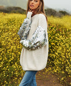 Sequin Sleeve Sweater Knit Tunic Top