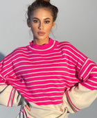 Striped Mock Neck Long Sleeve Sweater