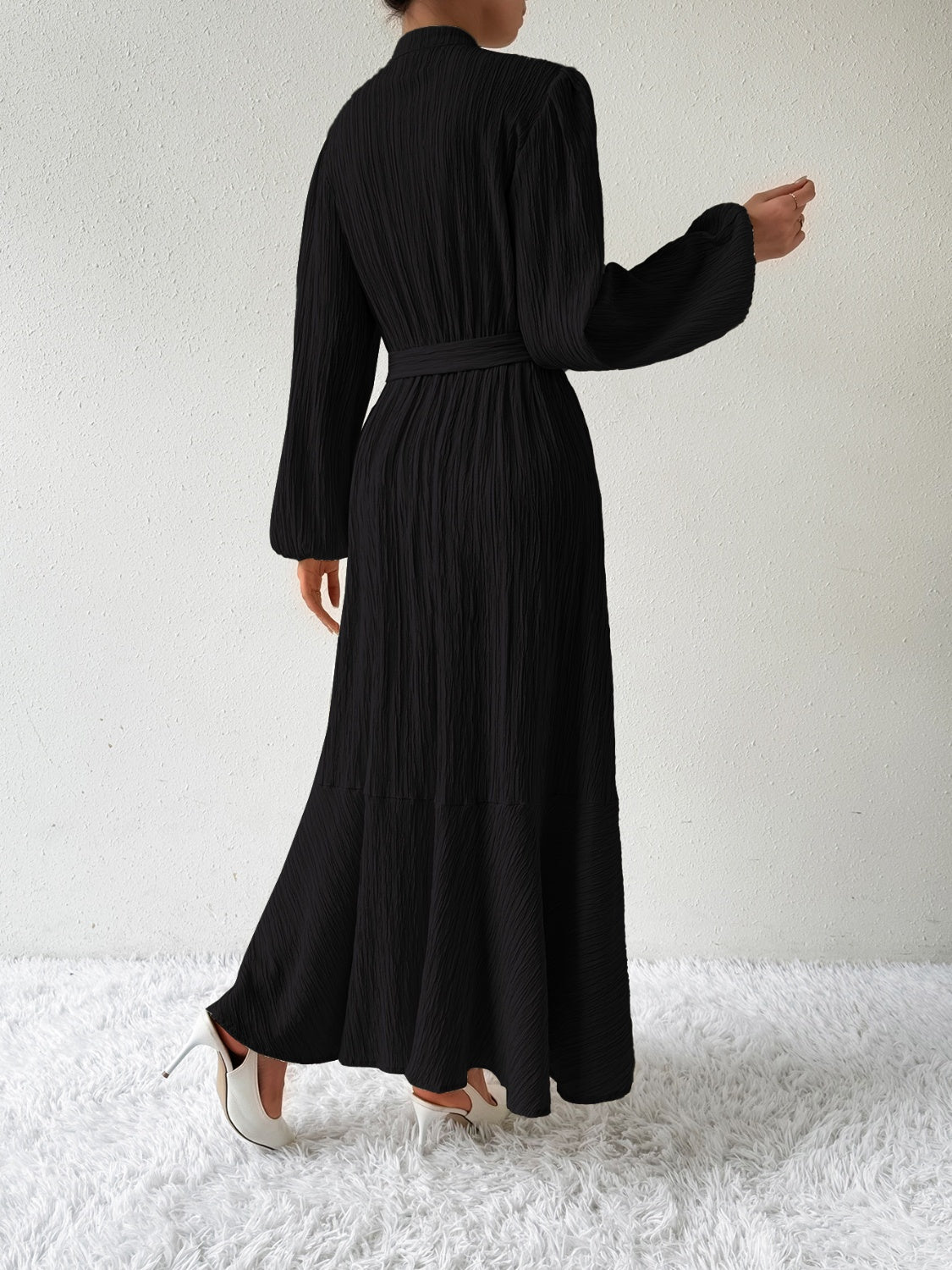 Tie Waist Long Sleeve Dress - Body By J'ne