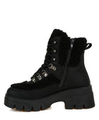 Wellerman Faux Fur Detail Chunky Hiker Boots