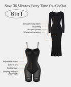 Built-In Shapewear Square Neck Long Sleeve Maxi Dress