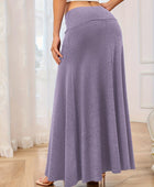 Solid Elastic Waist Maxi Skirt