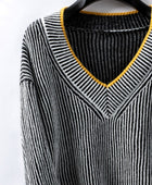 Striped V-Neck Long Sleeve Sweater