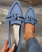 Bow Contrast Trim Point Toe Loafers - Body By J'ne