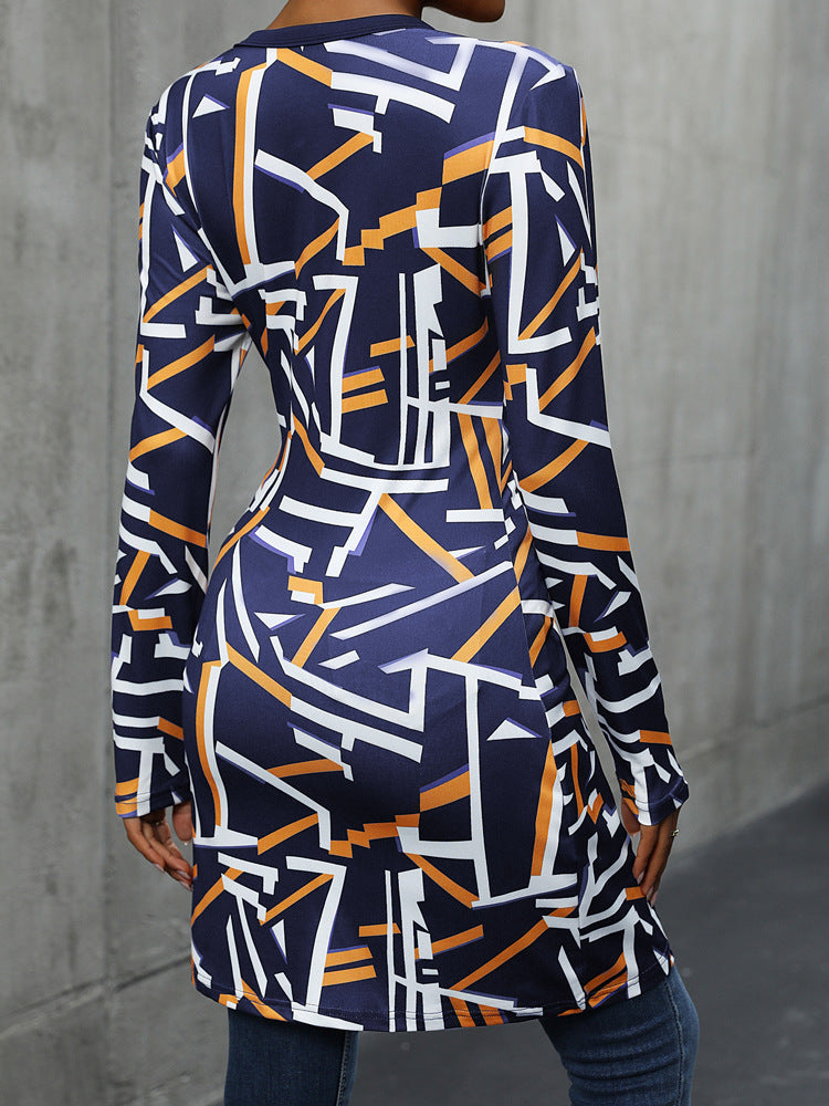 Perfee Geometric Surplice Long Sleeve T-Shirt - Body By J'ne