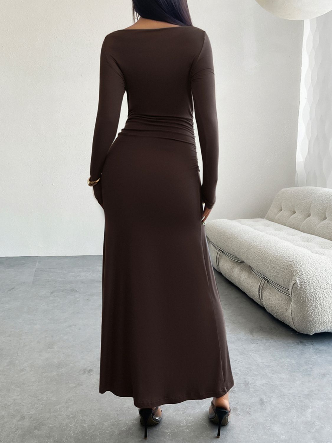 Devine Ruched Long Sleeve Maxi Dress - Body By J'ne