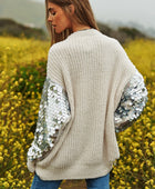 Sequin Sleeve Sweater Knit Tunic Top