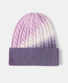 Contrast Tie-Dye Cable-Knit Cuffed Beanie