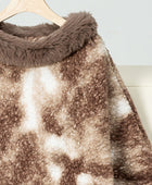 Furry Contrast Three-Quarter Poncho