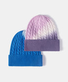 Contrast Tie-Dye Cable-Knit Cuffed Beanie