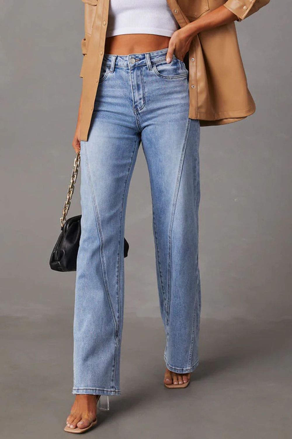 High Waist Straight Jeans with Pockets - Body By J'ne