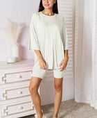 Full Size Soft Rayon Three-Quarter Sleeve Top and Shorts Set - Body By J'ne