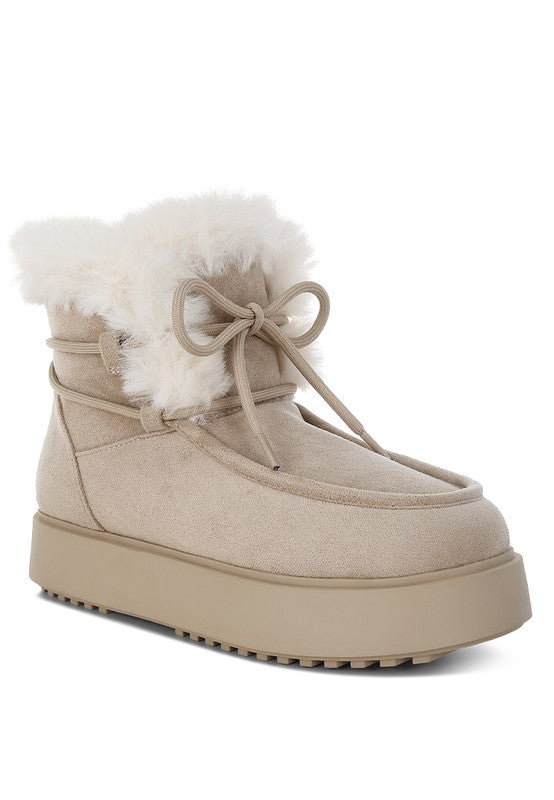 Bunting Faux Fur Collar Flatform Boots - Body By J'ne