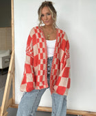 Plaid Open Front Long Sleeve Cardigan