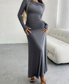 Devine Ruched Long Sleeve Maxi Dress