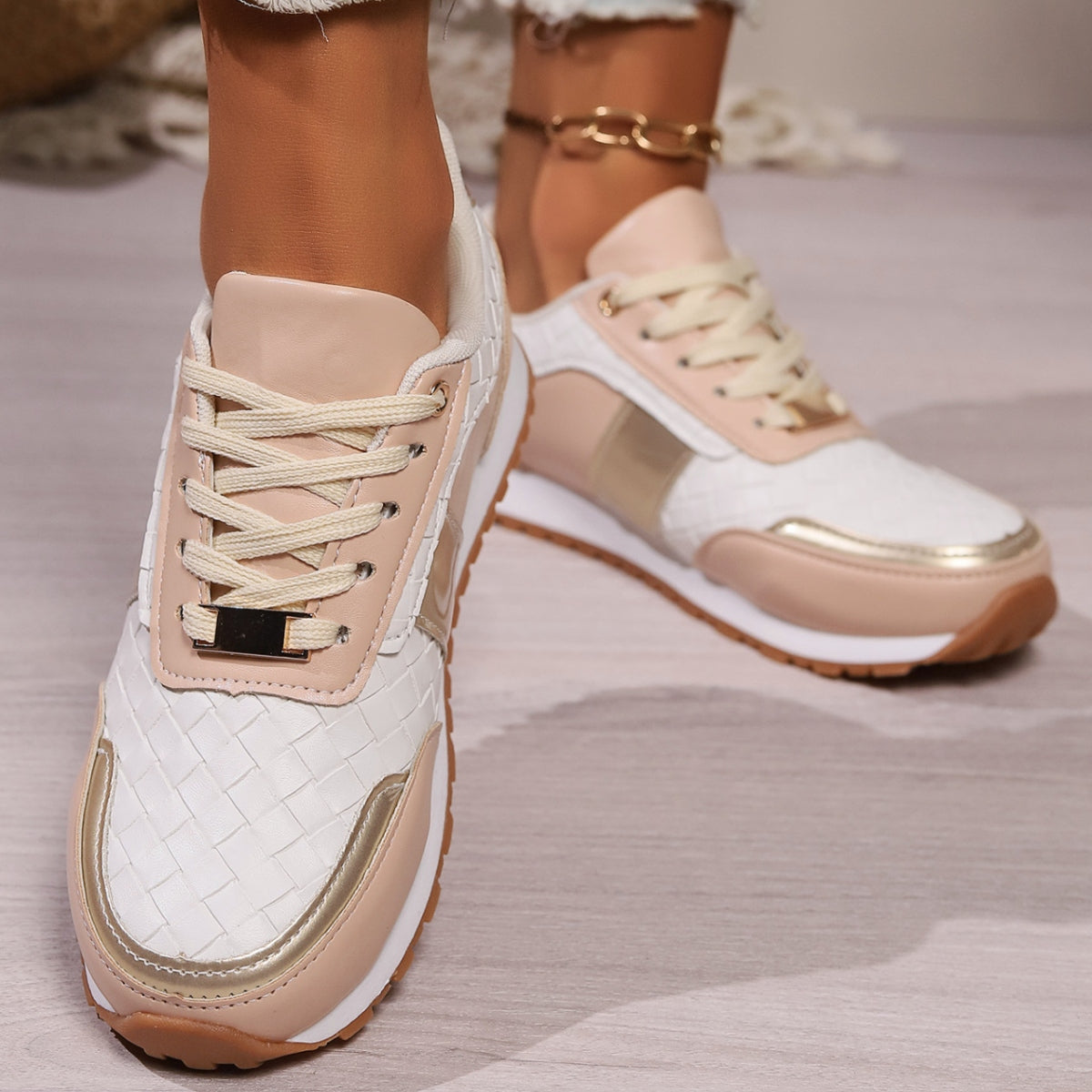 Lace-Up PU Leather Sneakers - Body By J'ne