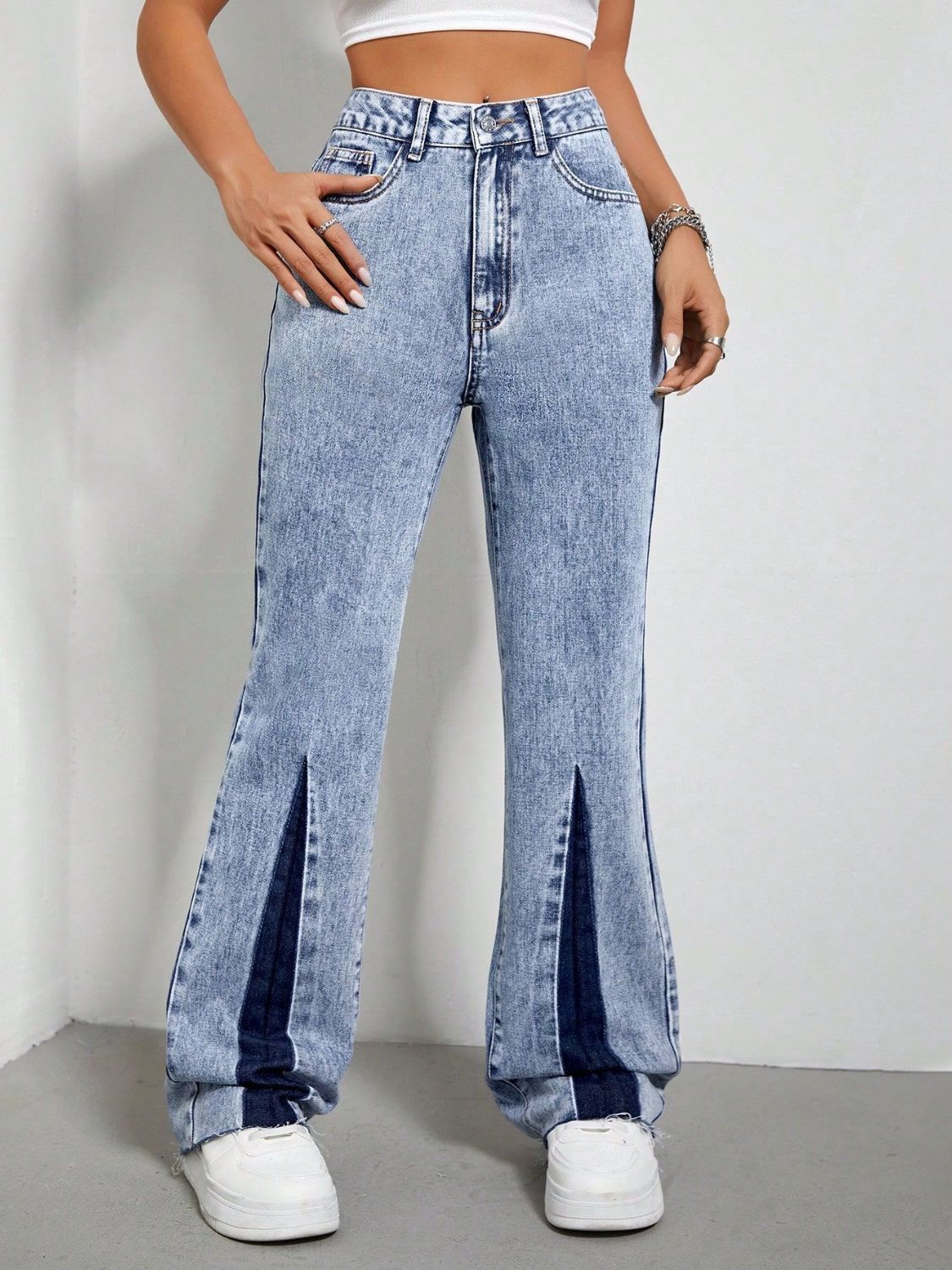 Contrast Bootcut Jeans with Pockets - Body By J'ne