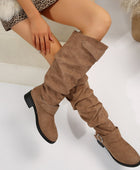 Buckle Round Toe Block Heel Boots