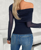 Devine Ruched Asymmetrical Long Sleeve T-Shirt