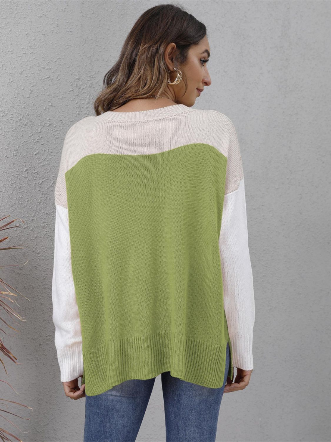 Color Block Round Neck Sweater - Body By J'ne