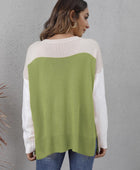 Color Block Round Neck Sweater