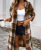 Devine Plaid Long Sleeve Hooded Coat