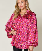 Full Size Printed Long Sleeve Blouse - Body By J'ne