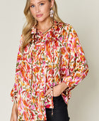 Full Size Printed Button Up Long Sleeve Shirt - Body By J'ne