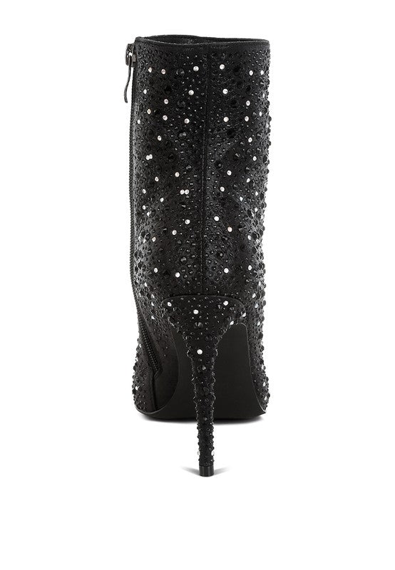 Lobelia Rhinestones Embellished Stiletto Boots - Body By J'ne