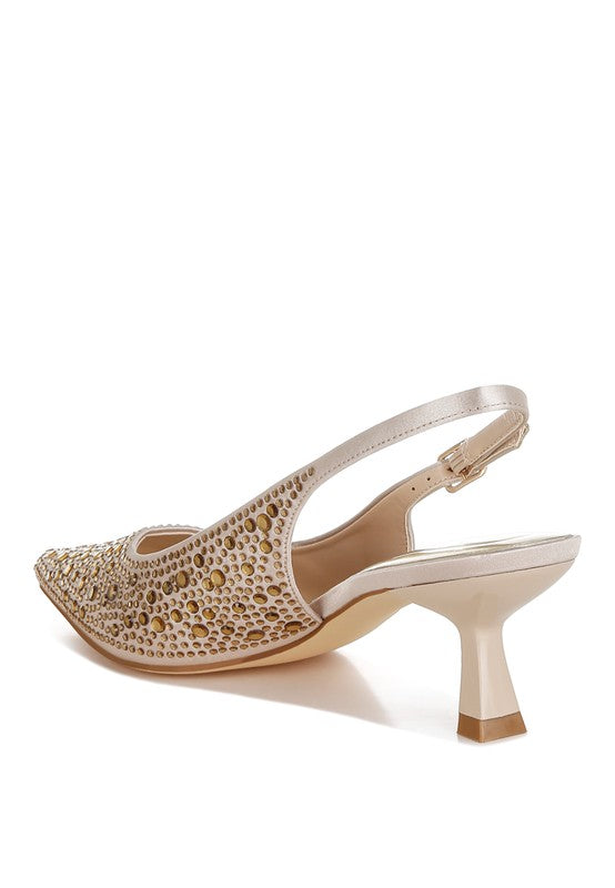 Vernaos Pointed Toe Rhinestone Slingbacks - Body By J'ne